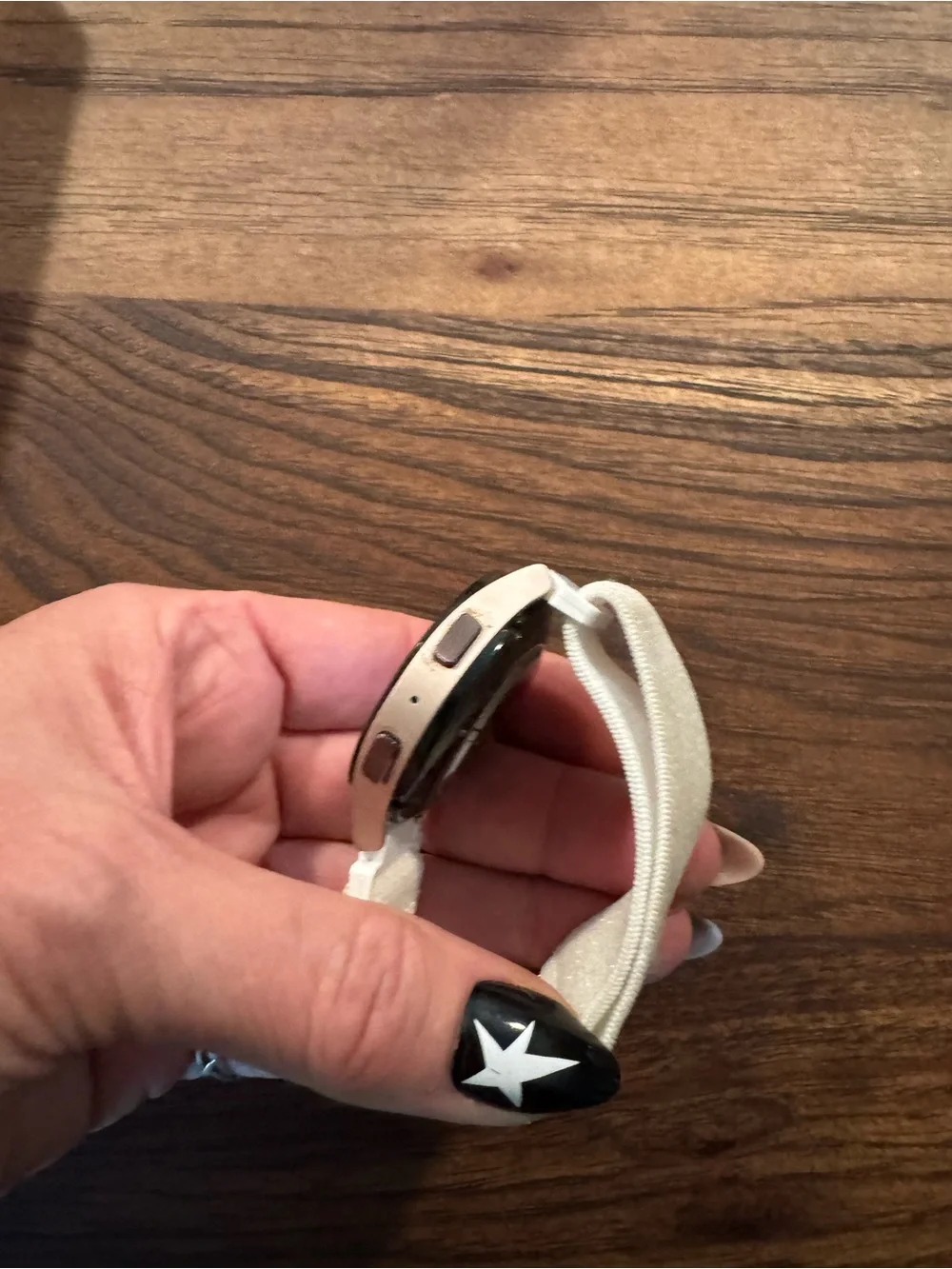 Samsung Galaxy Watch5 with Light Pink Beige Glitter Strap
